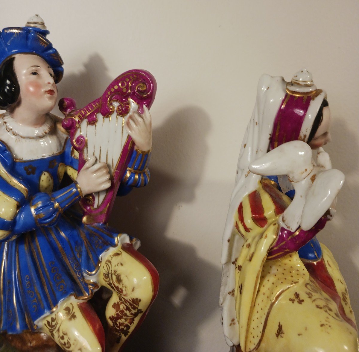 Jacob Petit - Rare Pair Of Large Troubadour Flacons - Porcelain - Restoration Period, Louis Philippe-photo-4