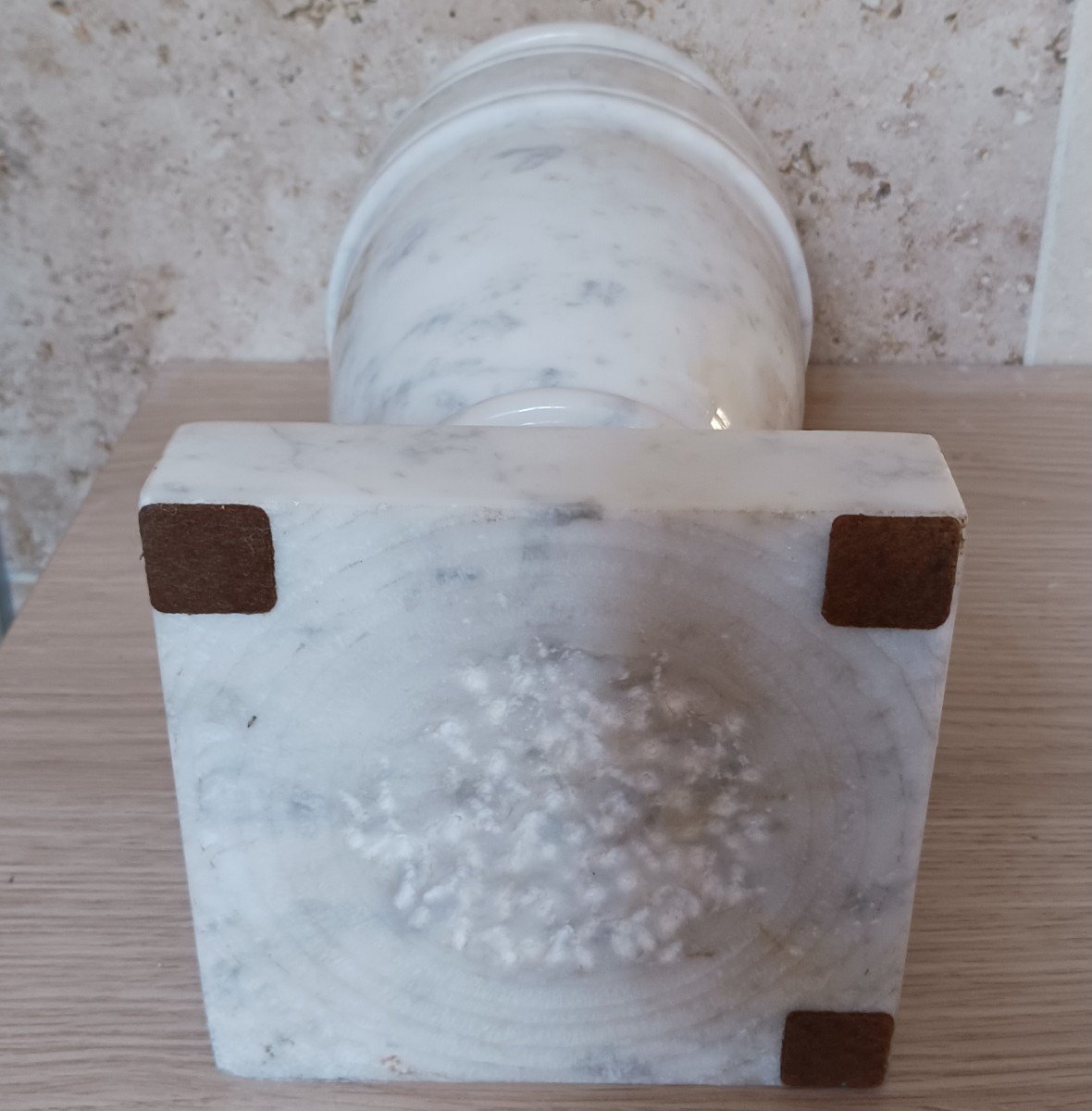 Travail italien moderne - très grand vase balustre - marbre blanc massif Calacatta-photo-1