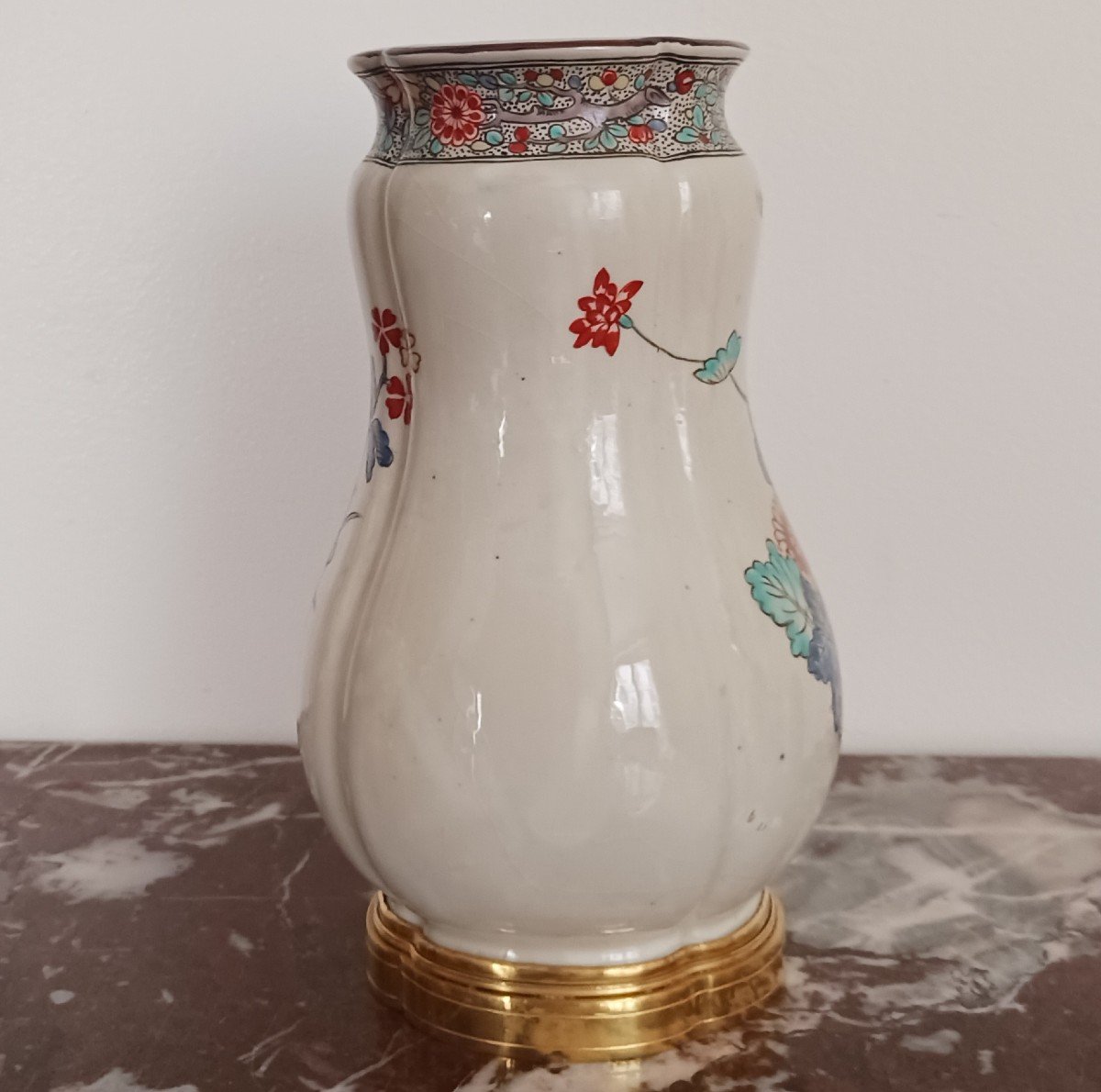 Manufacture Samson - vase monté imitant Chantilly - décor kakiemon Louis XV - faïence-photo-3