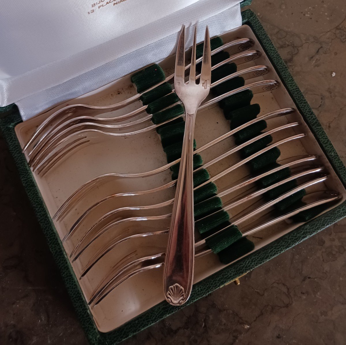 Christofle, Set Of Dessert Forks - Marot Model - Silver Plated Metal-photo-4