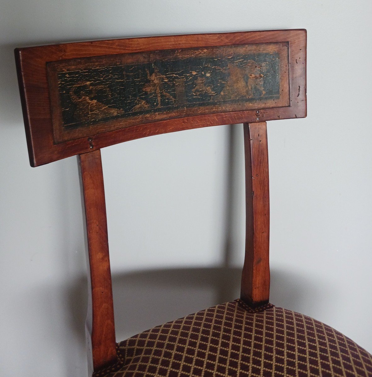 Georges Jacob - chaise à l'étrusque - très rare bandeau peint - tissu le crin-photo-4