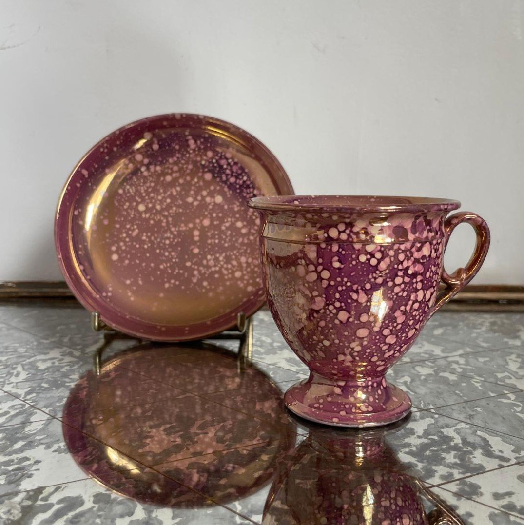 Sarreguemines, Circa 1830 - Burgos Ovoid Cup - Porphyry Earthenware-photo-2