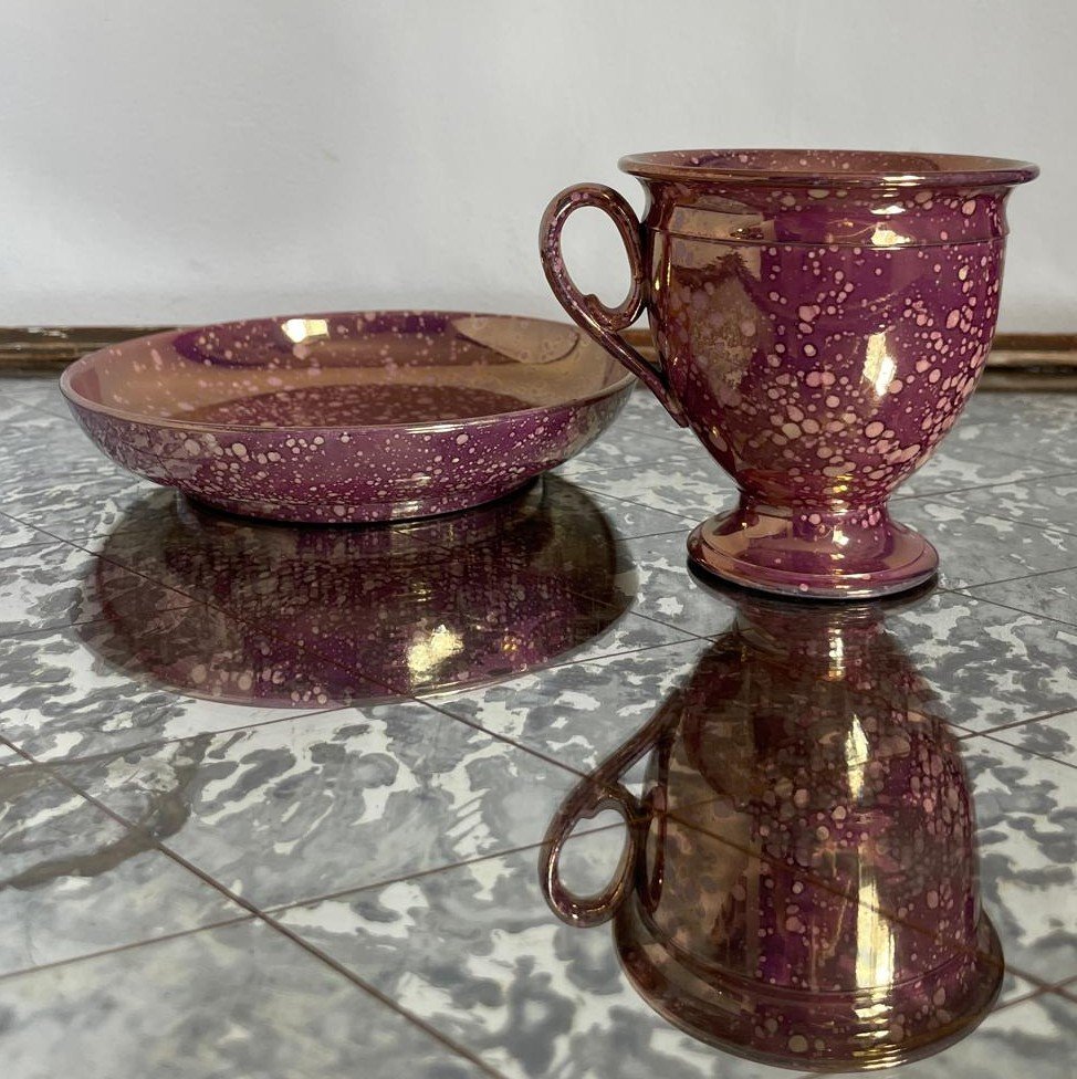 Sarreguemines, Circa 1830 - Burgos Ovoid Cup - Porphyry Earthenware-photo-3