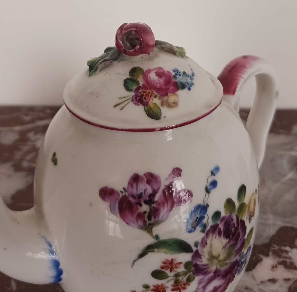 Mennecy, Circa 1760 - Self-serving Coffee Pot - Soft Porcelain - Marked - Provenance-photo-5