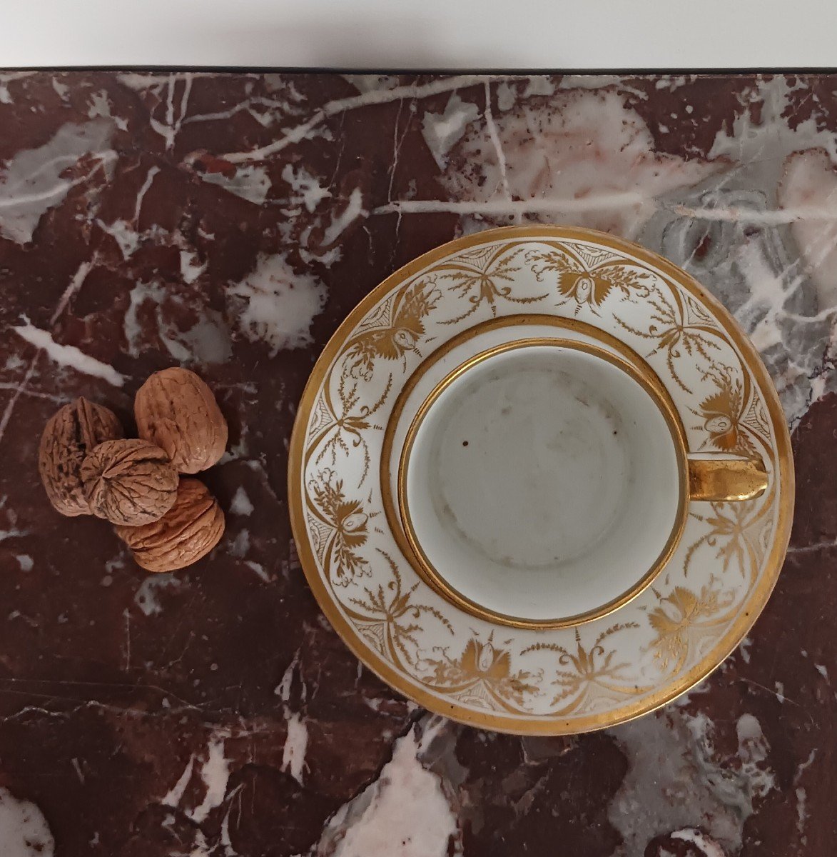 Halley - tasse à chocolat et sa soucoupe - porcelaine - décor à la Salembier - vers 1800-photo-4
