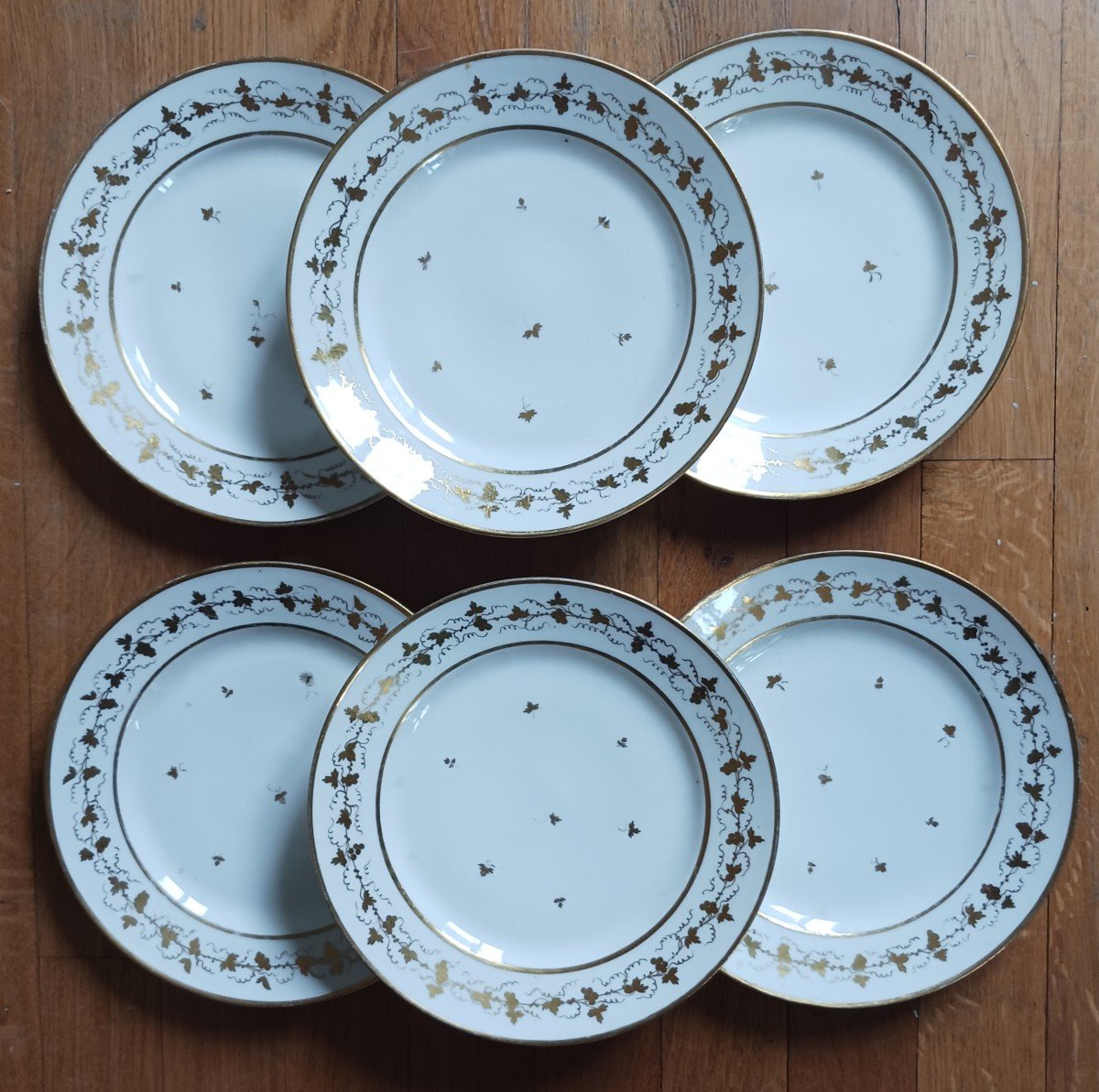Halley - suite de 6 assiettes à dessert - porcelaine - époque Révolution, Empire-photo-2