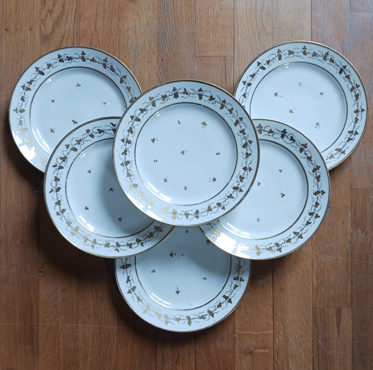 Halley - suite de 6 assiettes à dessert - porcelaine - époque Révolution, Empire-photo-4
