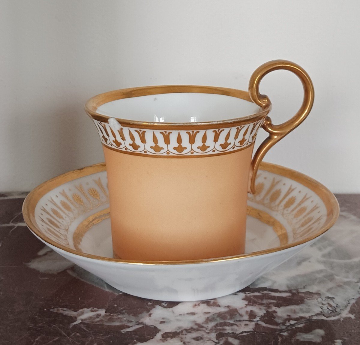 Dagoty et Honoré - tasse jasmin et soucoupe en porcelaine - époque Empire, Restauration-photo-3