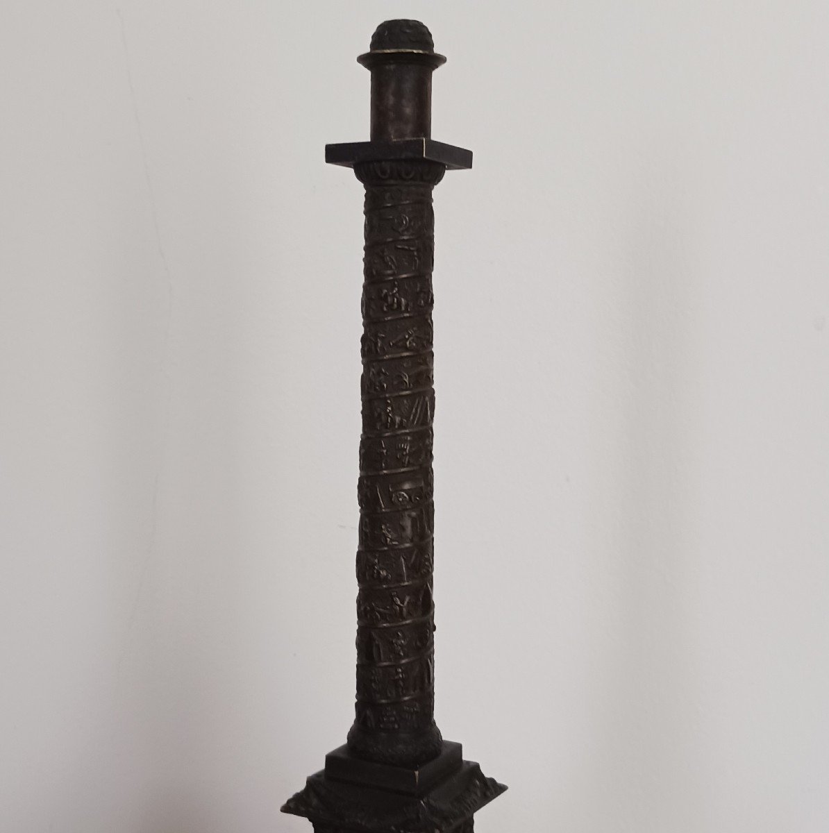 19th Century French Work - Vendôme Column In Patinated Bronze And Marble-photo-2