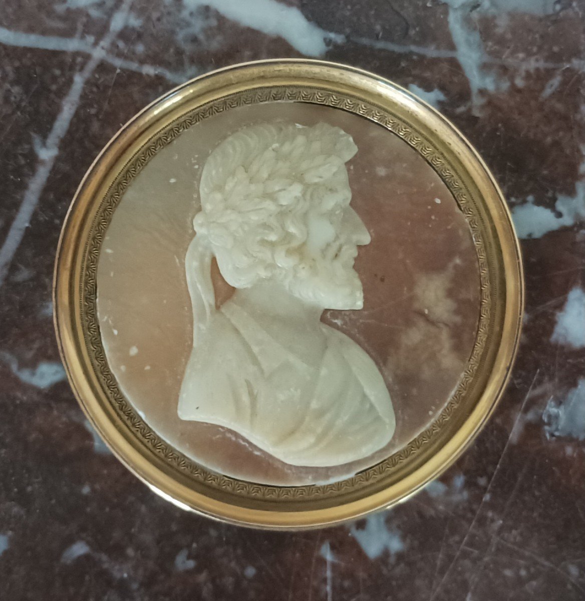 Souvenir Du Grand Tour - Medallion By Ariosto Cameo Style - Alabaster-photo-2