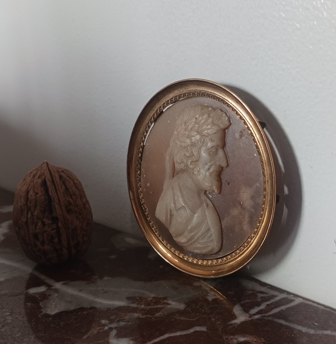 Souvenir Du Grand Tour - Medallion By Ariosto Cameo Style - Alabaster-photo-4