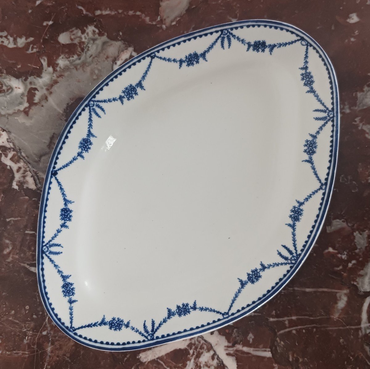 Chantilly, Pigory Factory - Small Ravier Navette - Signed Hard Porcelain - Empire Period-photo-2
