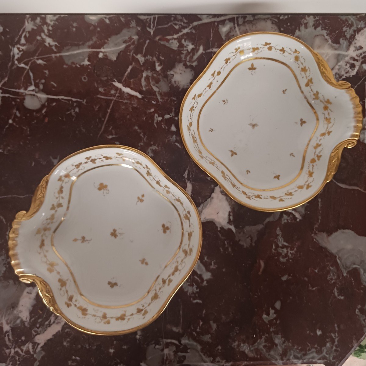 Halley - Pair Of Shell Jars Or Compote Dishes - Porcelain - Revolution, Empire Period-photo-4
