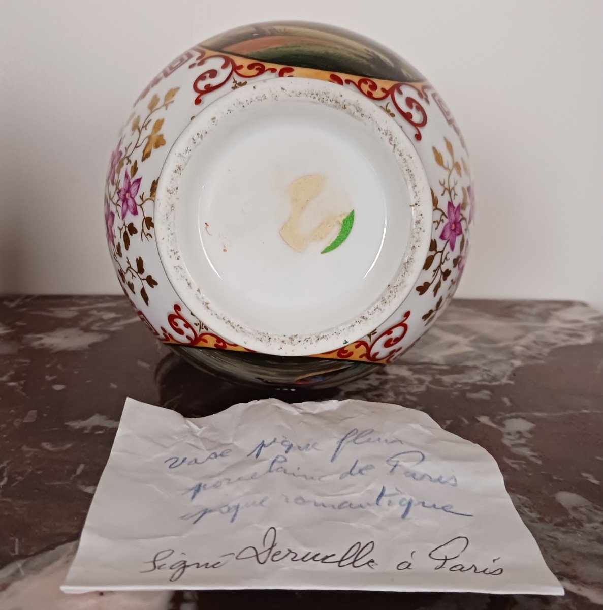 Denuelle à Paris - Very Rare Tulipwood Vase Or Flower Spike - Eclectic Porcelain - Circa 1830-photo-2