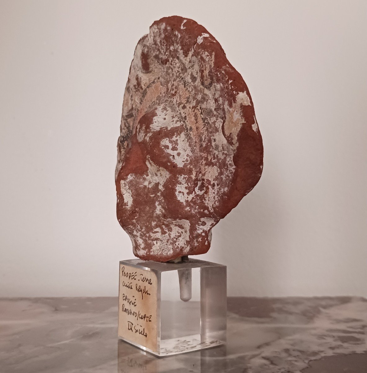 Egypte antique - tête de poupée isiaque - terre cuite avec polychromie - époque Romano Copte-photo-3