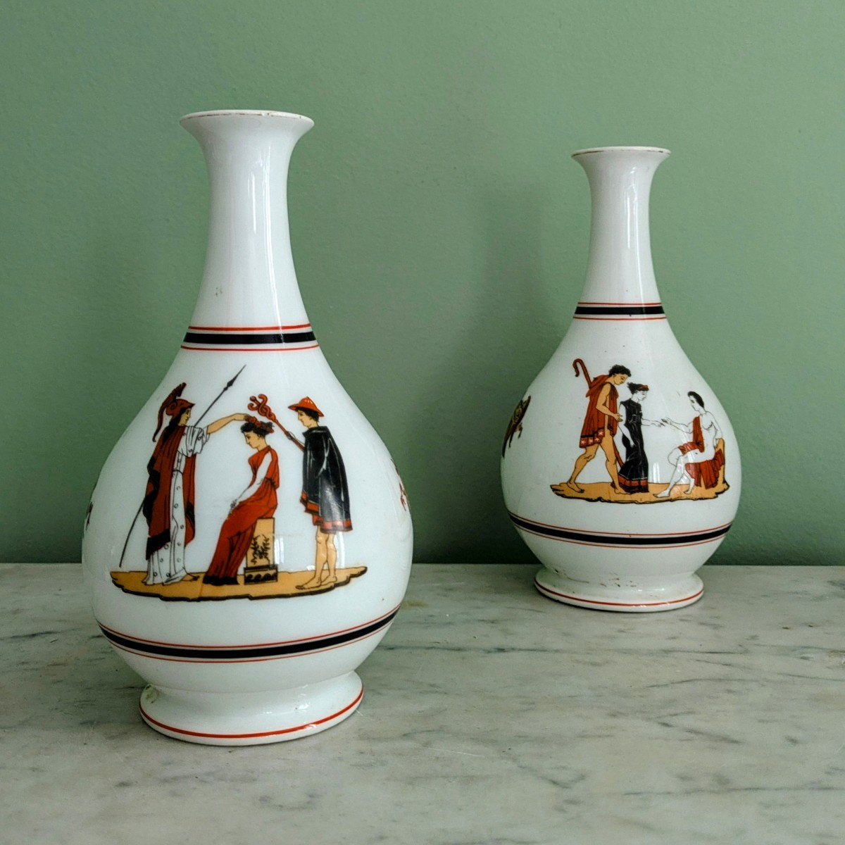 Paris, Louis Philippe, Napoleon III Period - Pair Of Neo-classical Soliflore Vases - Porcelain