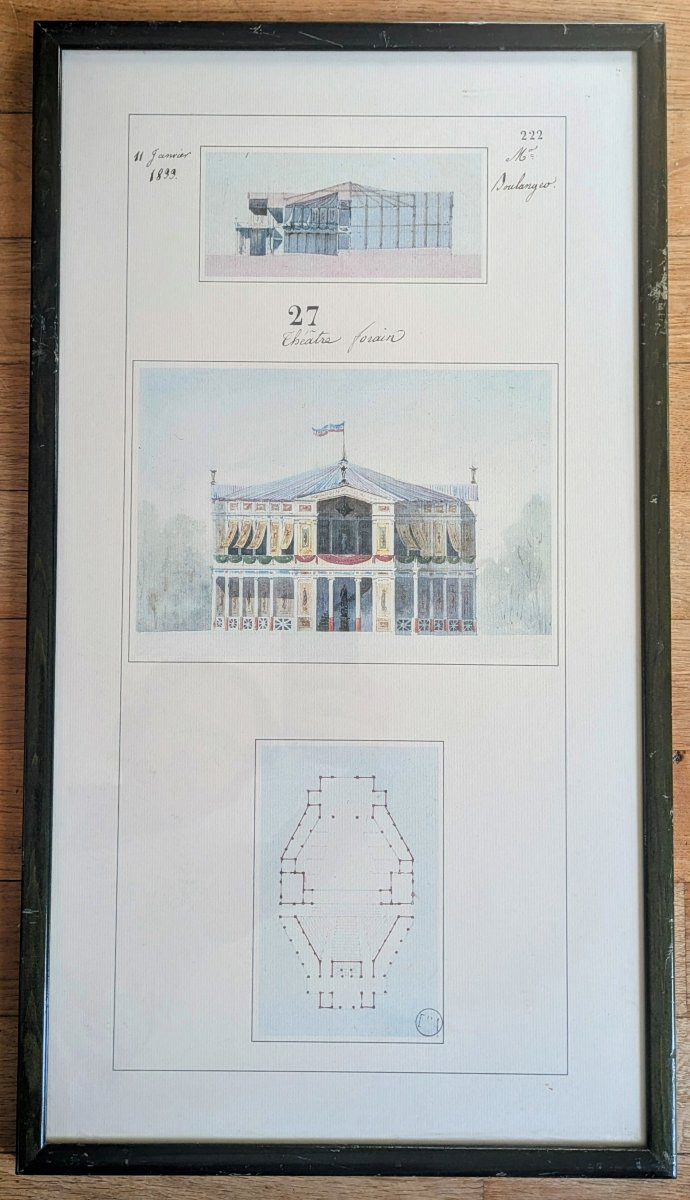 Paire d'impressions de dessins d'architecture Restauration, Louis Philippeflag-photo-3