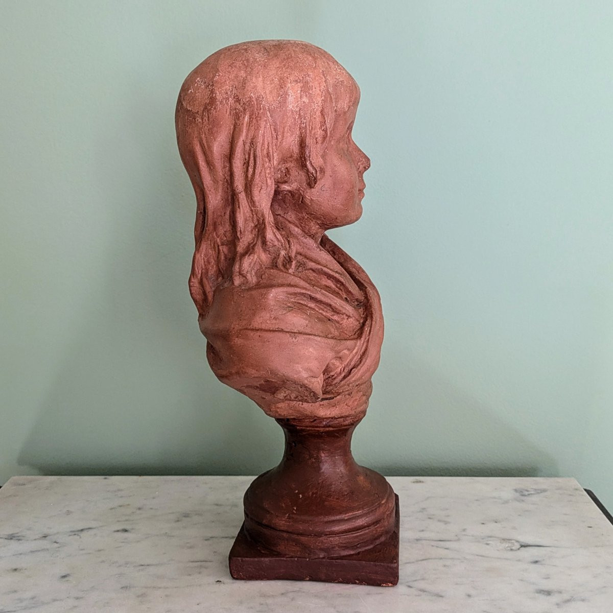 Houdon, d'après - buste de Louis XVII en terre cuite-photo-3