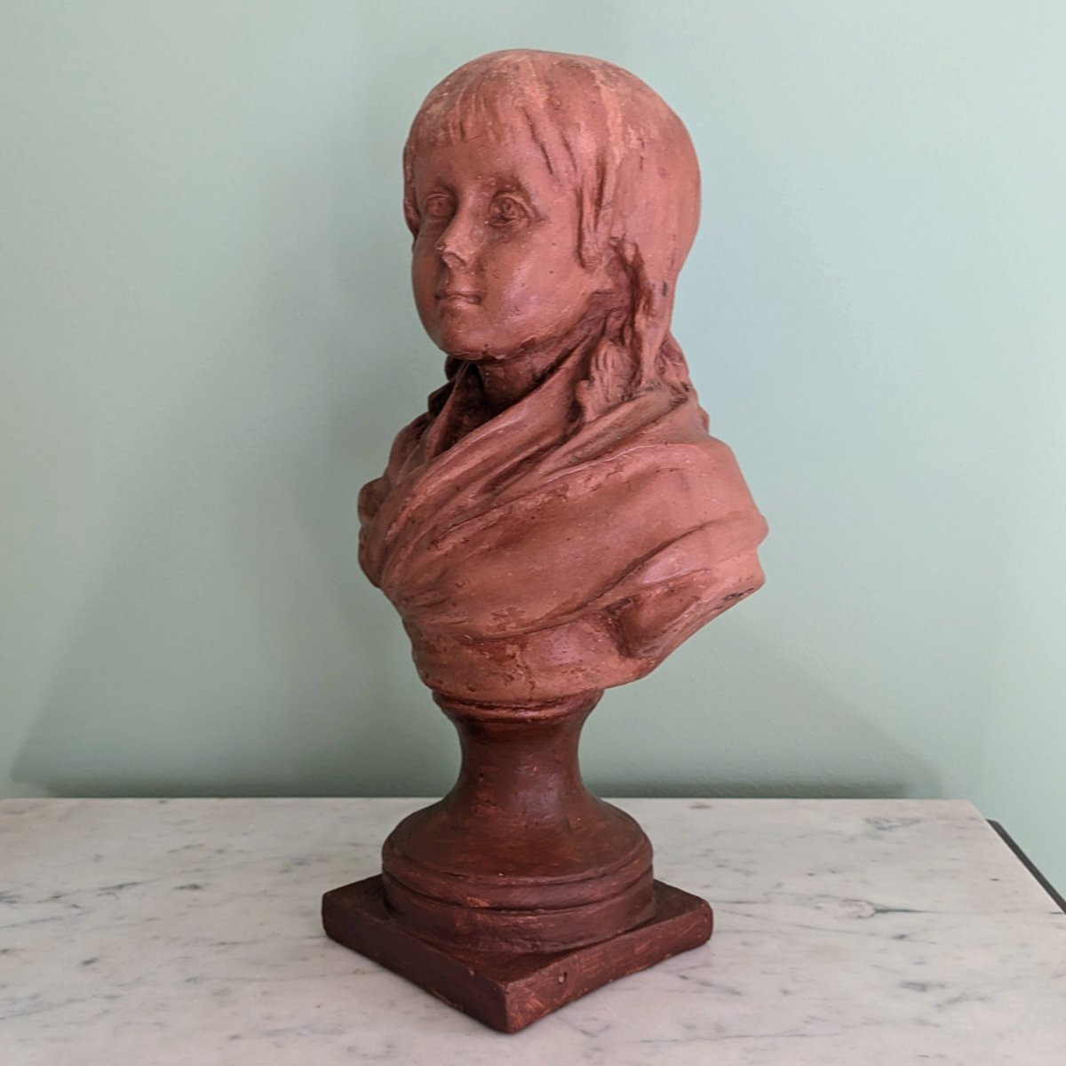 Houdon, d'après - buste de Louis XVII en terre cuite-photo-2