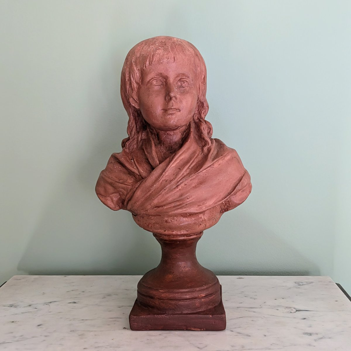 Houdon, d'après - buste de Louis XVII en terre cuite-photo-3