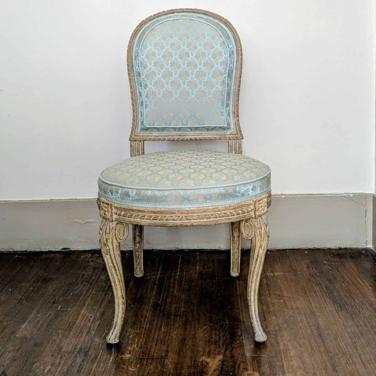 Georges Jacob - Transition Chair, Royal Model - Painted Wood And Lelièvre Silk-photo-2