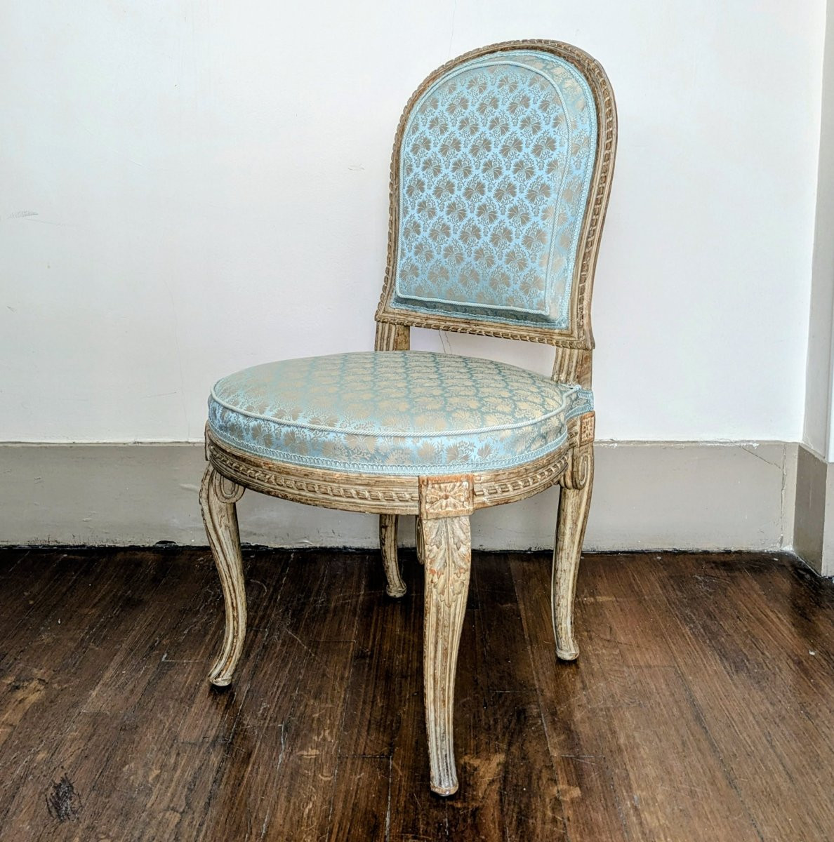 Georges Jacob - Transition Chair, Royal Model - Painted Wood And Lelièvre Silk-photo-3