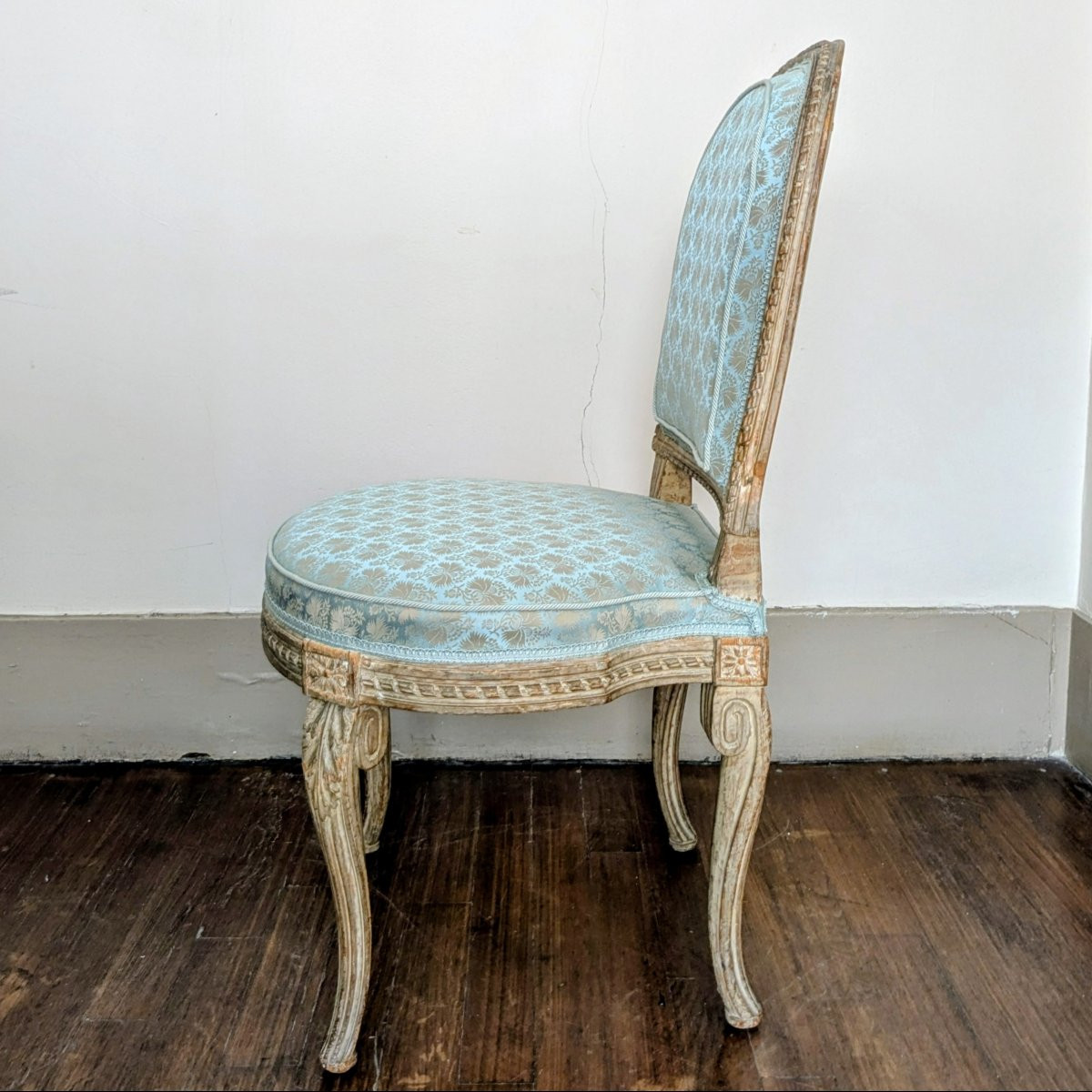 Georges Jacob - Transition Chair, Royal Model - Painted Wood And Lelièvre Silk-photo-4
