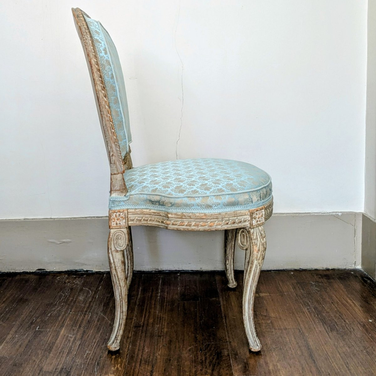 Georges Jacob - Transition Chair, Royal Model - Painted Wood And Lelièvre Silk-photo-3