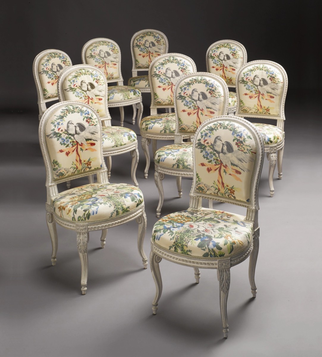 Georges Jacob - Transition Chair, Royal Model - Painted Wood And Lelièvre Silk-photo-7