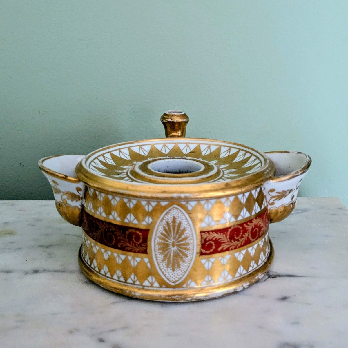 Great Britain, Circa 1800 - Painted And Gilded Porcelain Inkwell - Empire, Consulate-photo-4