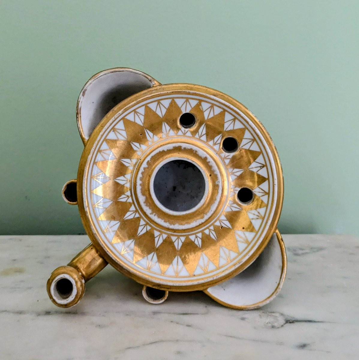Great Britain, Circa 1800 - Painted And Gilded Porcelain Inkwell - Empire, Consulate-photo-4