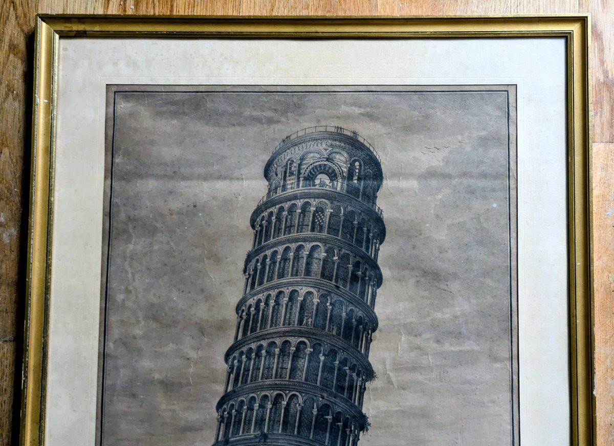 Verico, Circa 1816 - Large Engraving, View Of The Leaning Tower Of Pisa - Grand Tour-photo-4