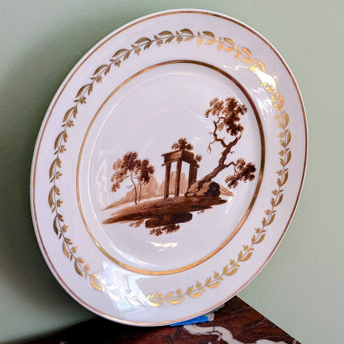 Manufacture Popov à Moscou - assiette de table en porcelaine - époque Restauration -photo-2