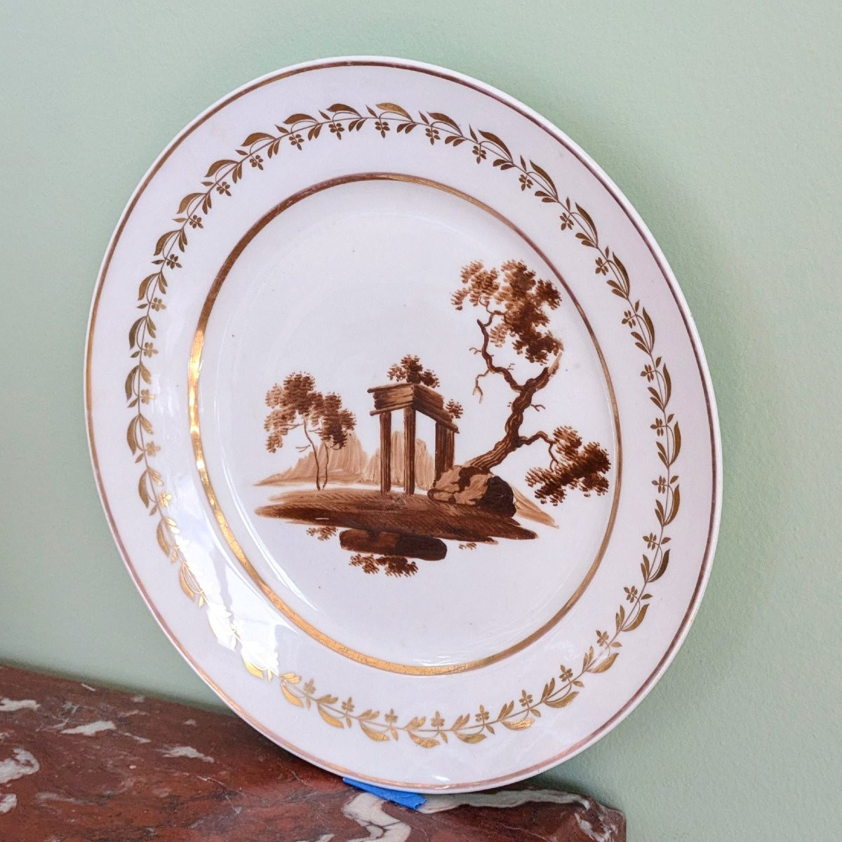 Manufacture Popov à Moscou - assiette de table en porcelaine - époque Restauration -photo-3