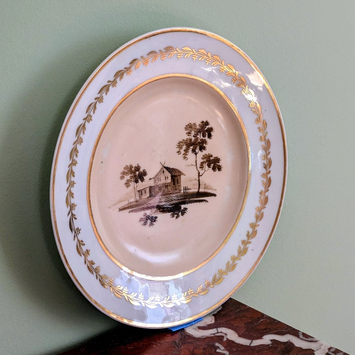 Manufacture Popov à Moscou - assiette de table en porcelaine - époque Restauration -photo-3