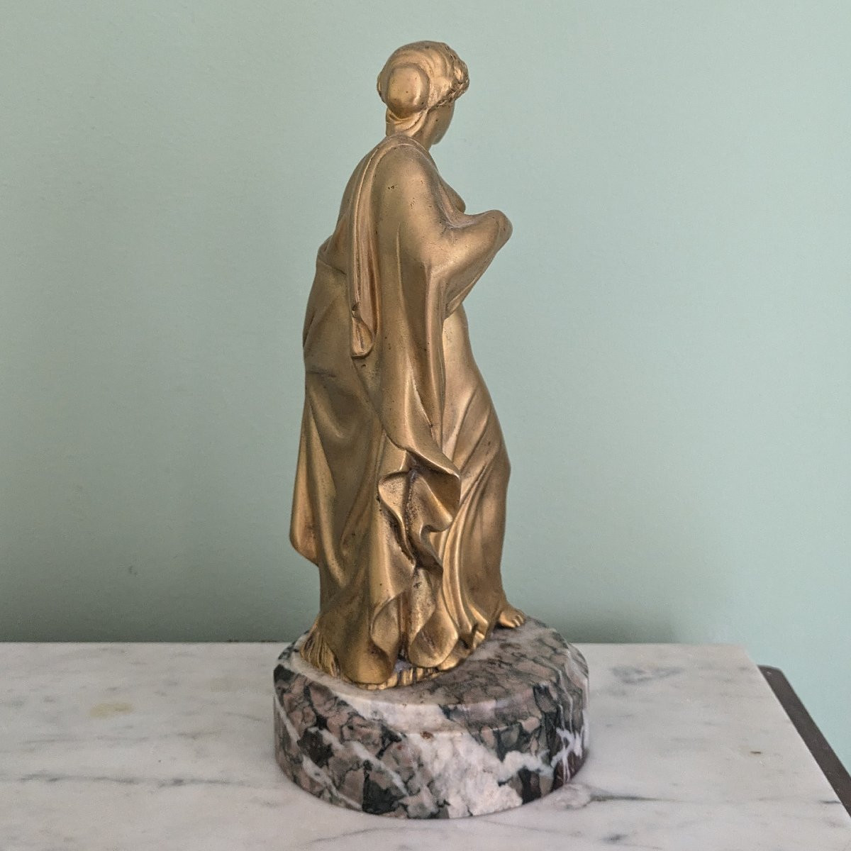 France, Circa 1900 - Art Nouveau Female Bronze - Marble Base-photo-4