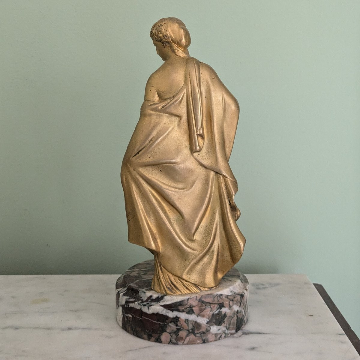 France, Circa 1900 - Art Nouveau Female Bronze - Marble Base-photo-1
