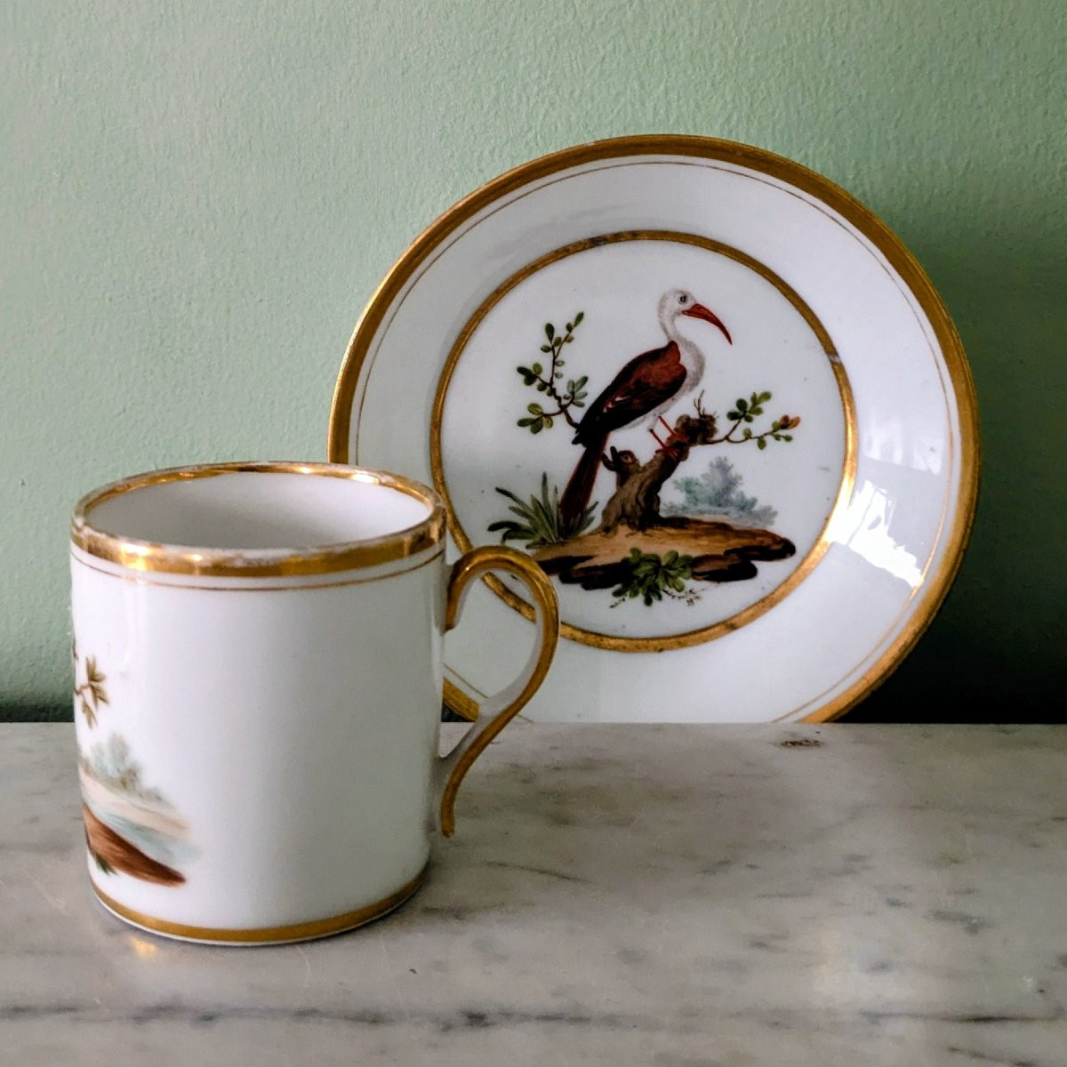 Bruxelles, vers 1800 - tasse litron en porcelaine - décor ornithologique, à la Buffon-photo-2