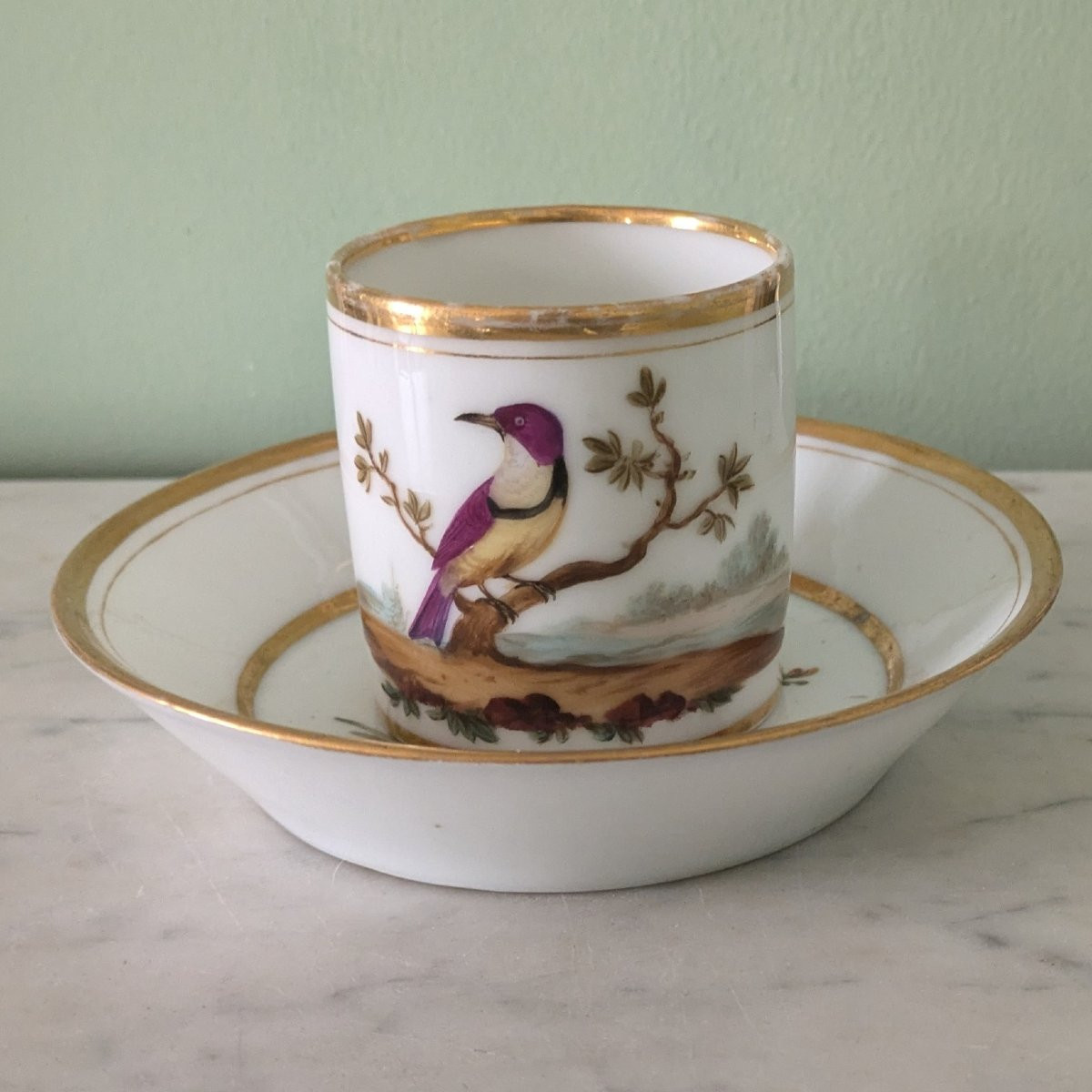 Bruxelles, vers 1800 - tasse litron en porcelaine - décor ornithologique, à la Buffon-photo-3