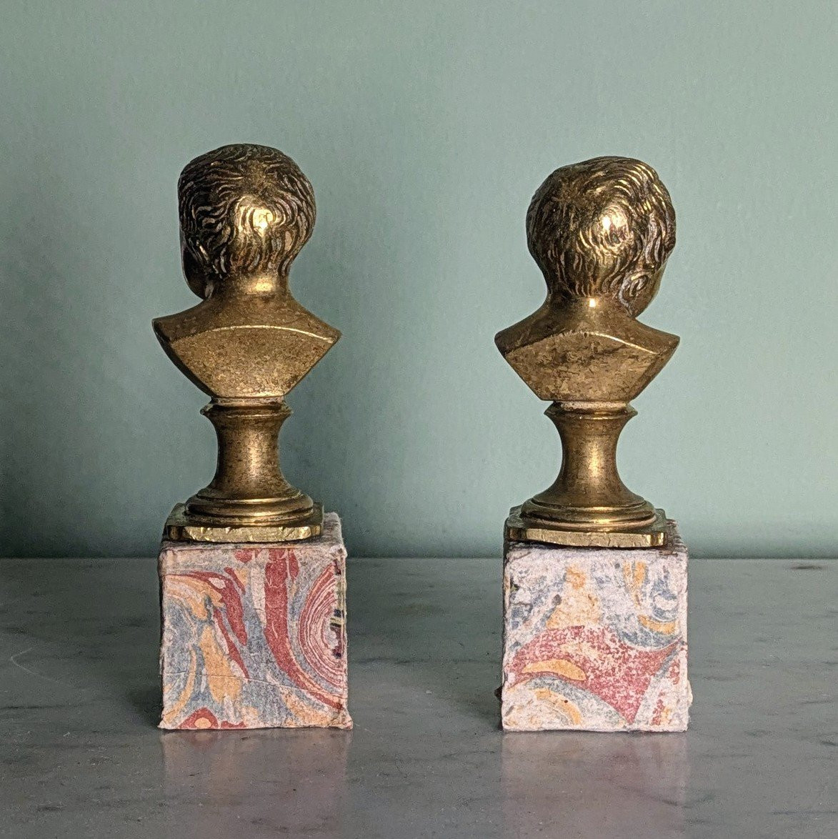 After Houdon - Laughing John And Crying John - Pair Of Small Bronze Busts-photo-4