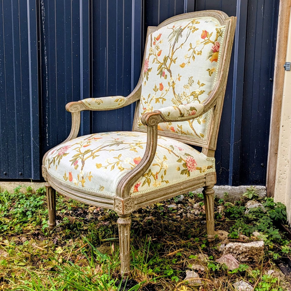 Jean Baptiste Lelarge III - Louis XVI Low Armchair  - Lacquered Beech-photo-3