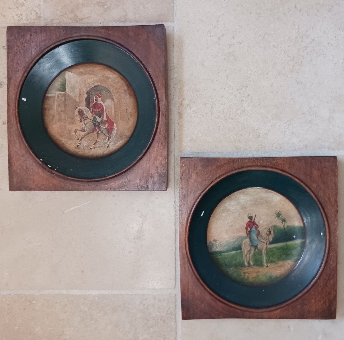 A. Souillié - paire d'huiles en tondo - cavaliers orientaux signés et datés - orientalisme, fin-photo-4