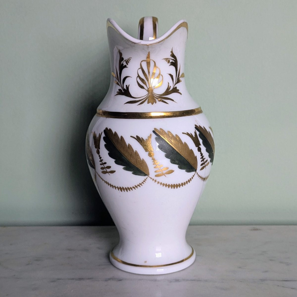 Manufacture de Locré - pot à lait en porcelaine peinte et dorée - époque Empire-photo-3