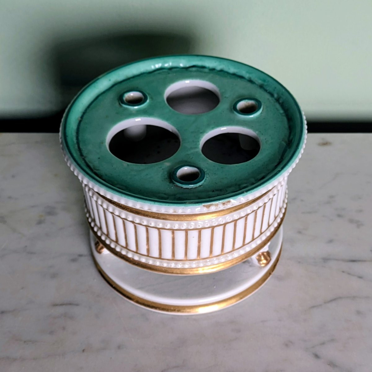 Paris, époque Empire, Restauration - encrier et porte-plume circulaire tripode -photo-1