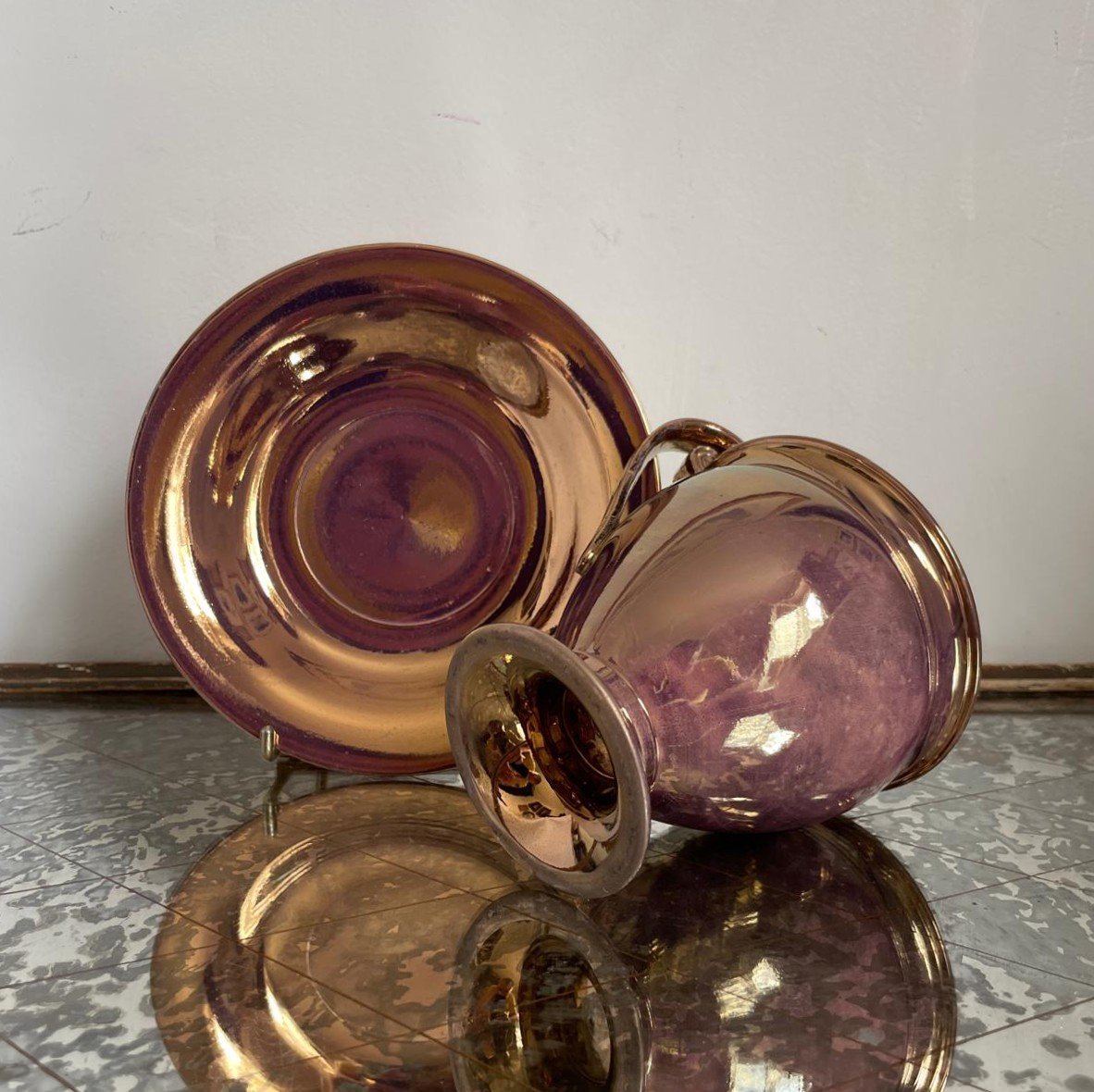 Sarreguemines, Circa 1830 - Burgos Ovoid Cup - Porphyry-style Earthenware-photo-3