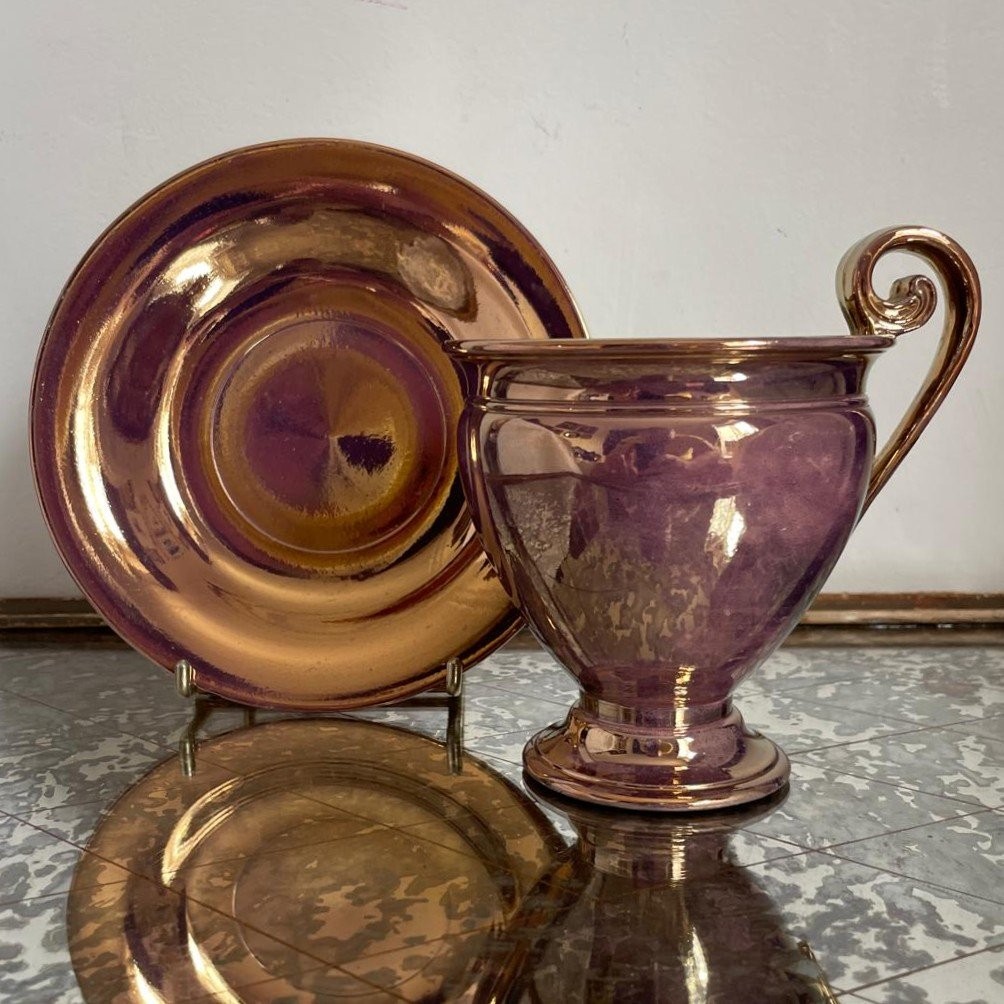 Sarreguemines, Circa 1830 - Burgos Ovoid Cup - Porphyry-style Earthenware