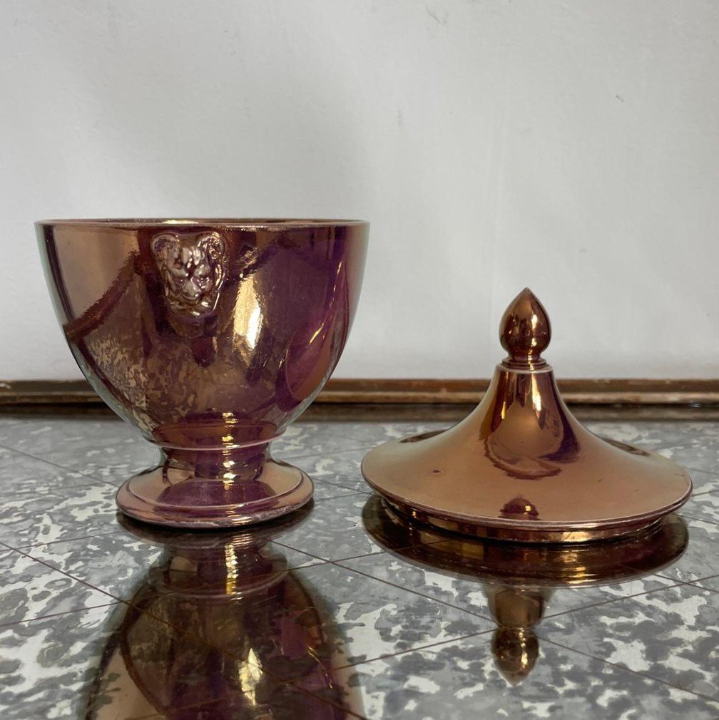 Sarreguemines, vers 1830 - sucrier Burgos - faïence façon porphyre-photo-3