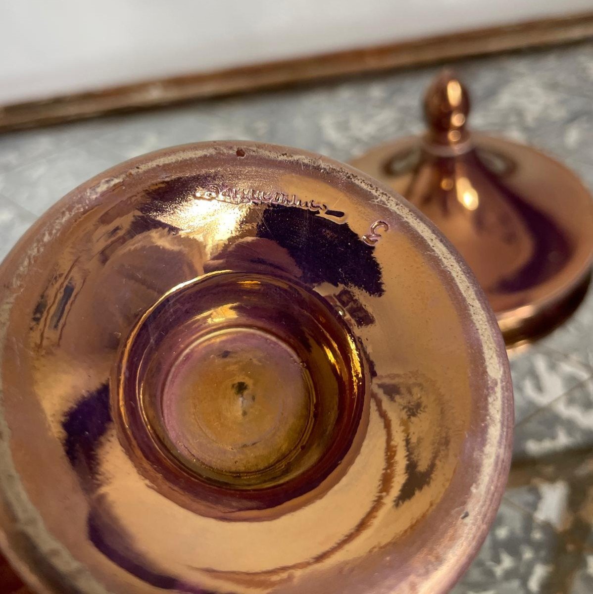 Sarreguemines, vers 1830 - sucrier Burgos - faïence façon porphyre-photo-2