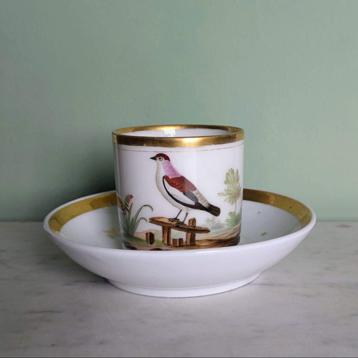 Bruxelles, vers 1800 - tasse litron en porcelaine - décor ornithologique, à la Buffon-photo-2