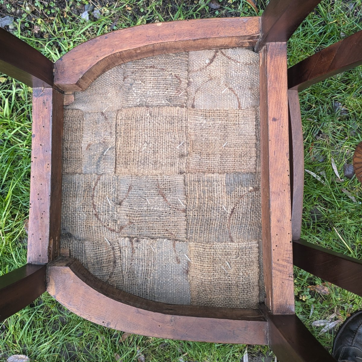 Paris, Empire Period - Pair Of Pelta-style Chairs - Mahogany And Horsehair Fabric-photo-2